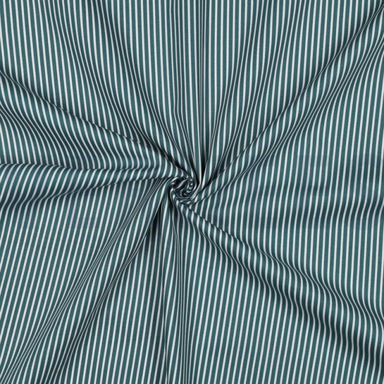 KATOENEN POPLIN STREPEN PETROL #7