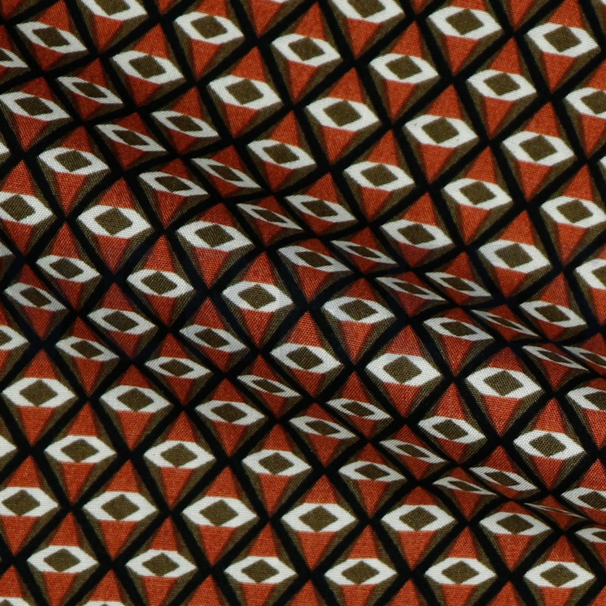 VISCOSE RADIANCE GÉOMÉTRIQUE ROUGE BRIQUE (high resolution) #3