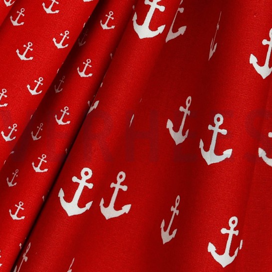 POPLIN ANCHORS RED #7