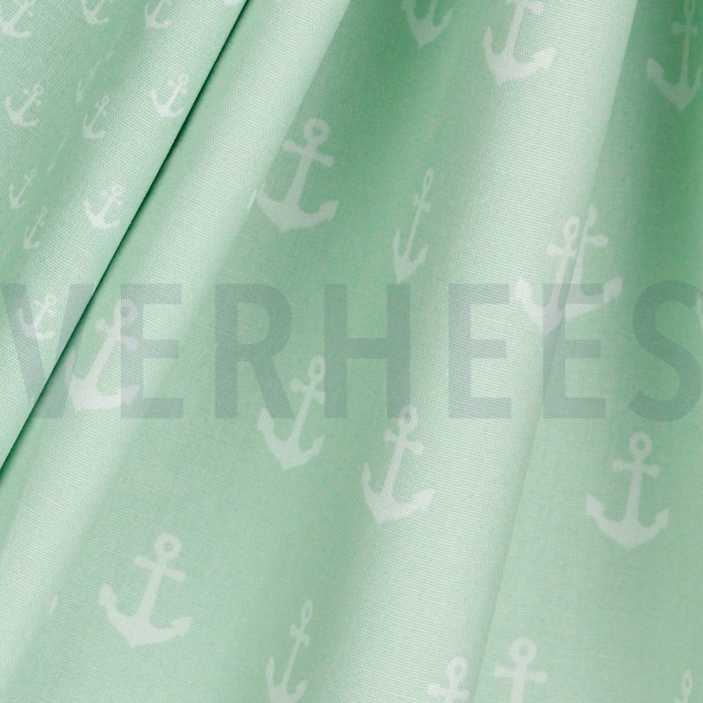 KATOENEN POPLIN ANKERS MINT #7