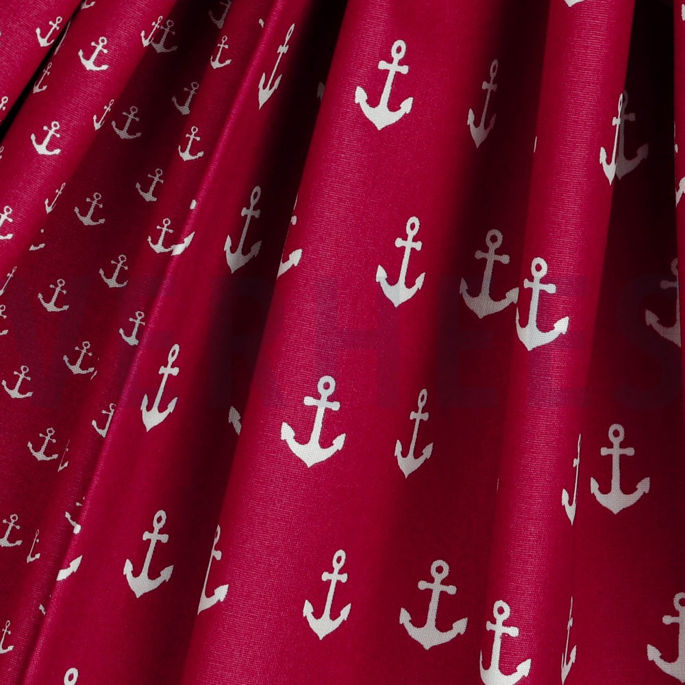 POPELINE DE COTON ANCRE CERISE #7