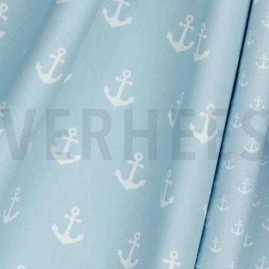 BAUMWOLLE POPELINE ANKER HELLBLAU #7