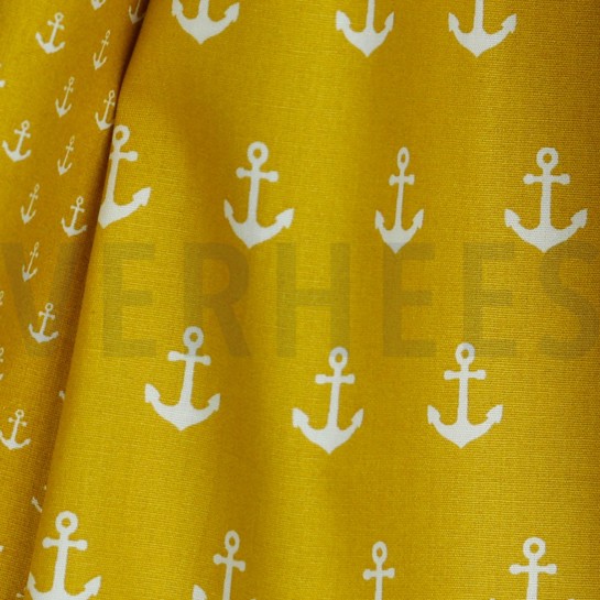 KATOENEN POPLIN ANKERS OKER #7