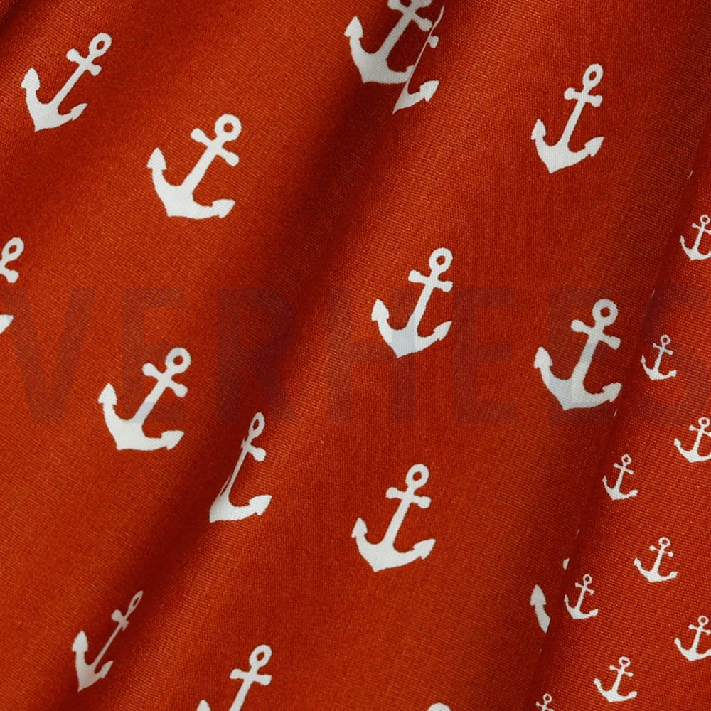 KATOENEN POPLIN ANKERS TERRACOTTA #7