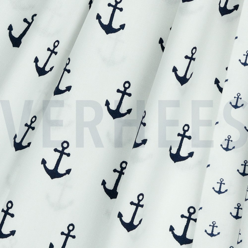 POPLIN ANCHORS WHITE/NAVY #7