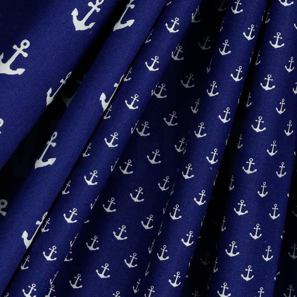 POPLIN PETIT ANCHORS COBALT #7