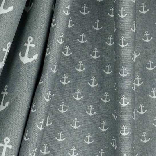 POPELINE DE COTON PETITS ANCRAGES GRIS #7
