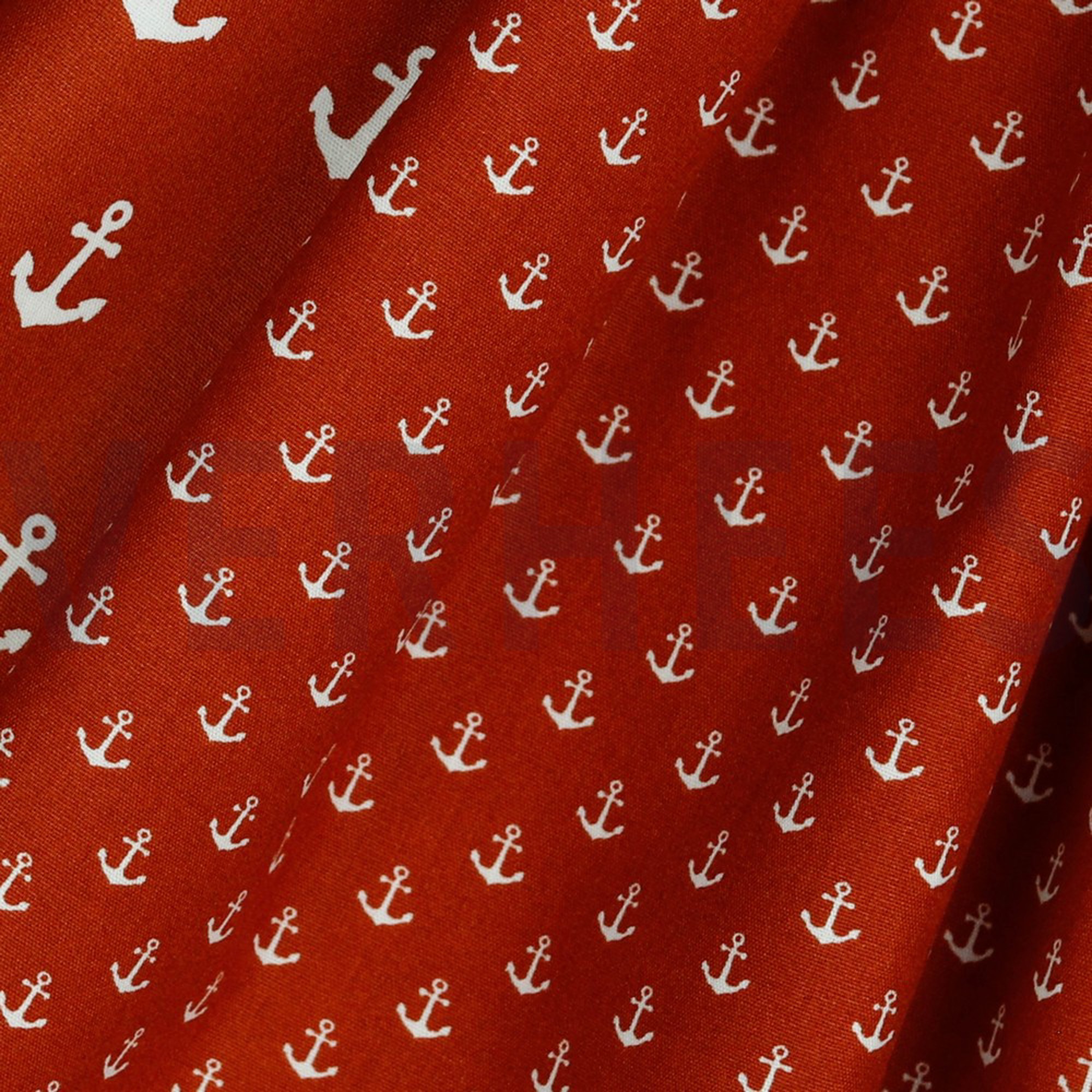 KATOENEN POPLIN KLEINE ANKERS TERRACOTTA (high resolution) #3