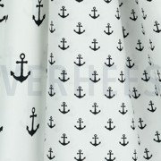 KATOENEN POPLIN KLEINE ANKERS WIT/ZWART (thumbnail) #3