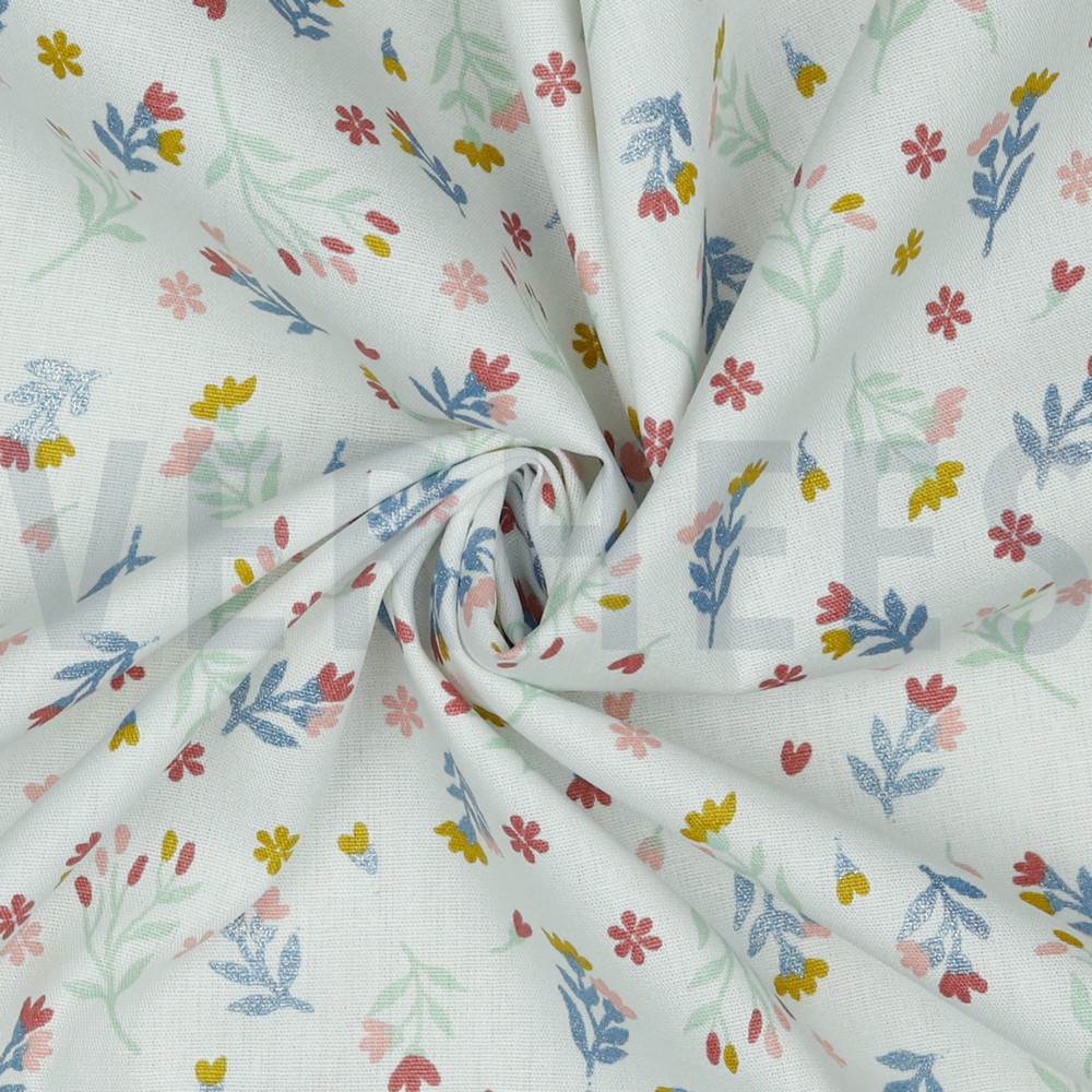 POPELINE DE COTON GLITTER FLEURS BLANC #7