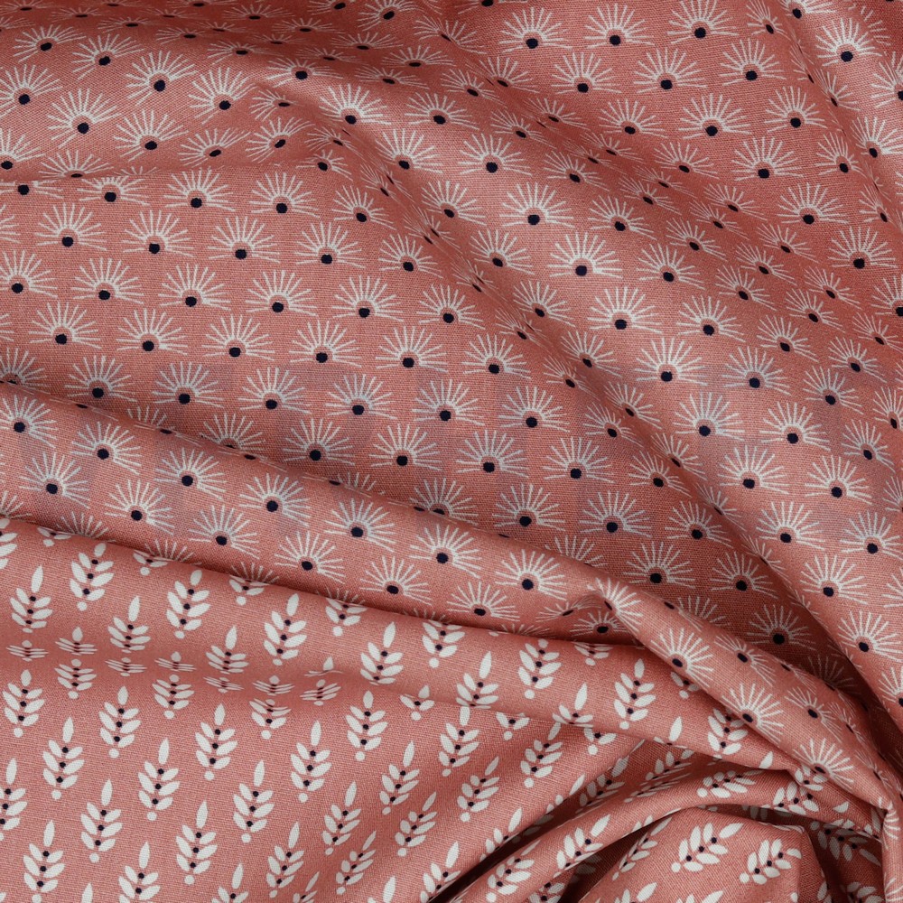 KATOENEN POPLIN FANTASIEBLOEMEN BLUSH #7