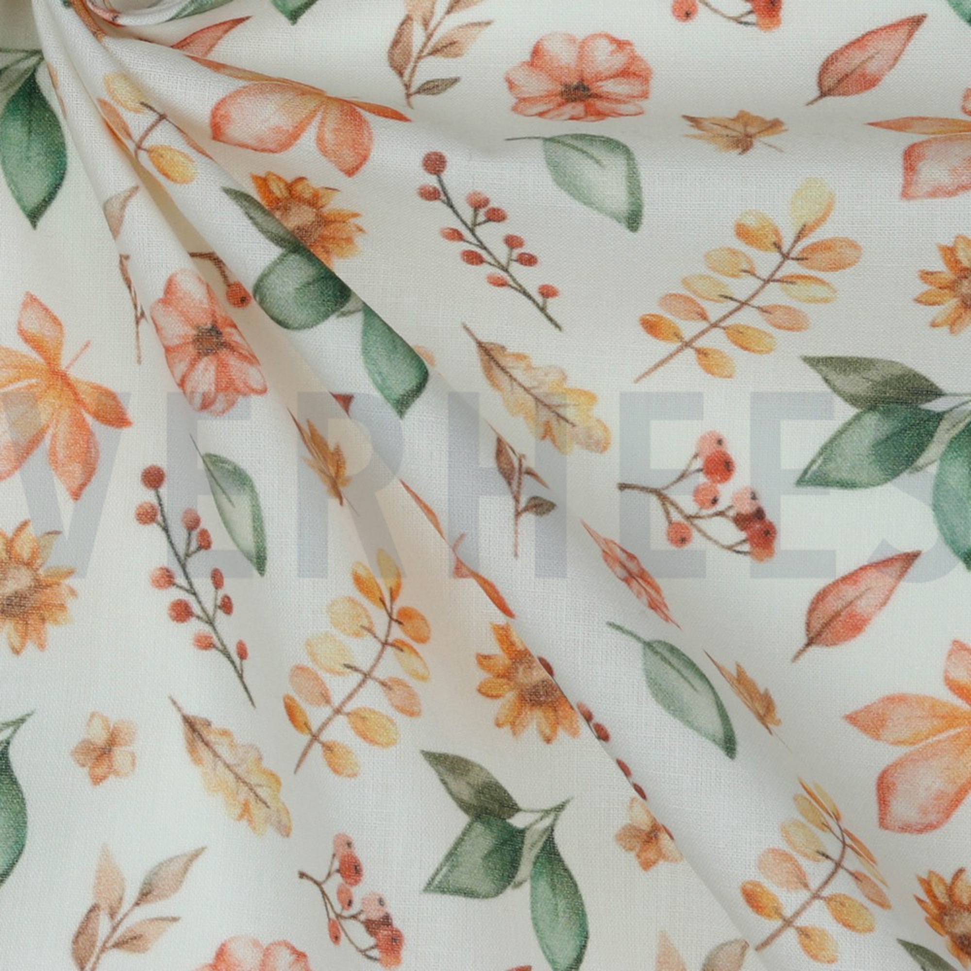 POPLIN DIGITAL AUTUMN FLOWERS WHITE (high resolution) #3