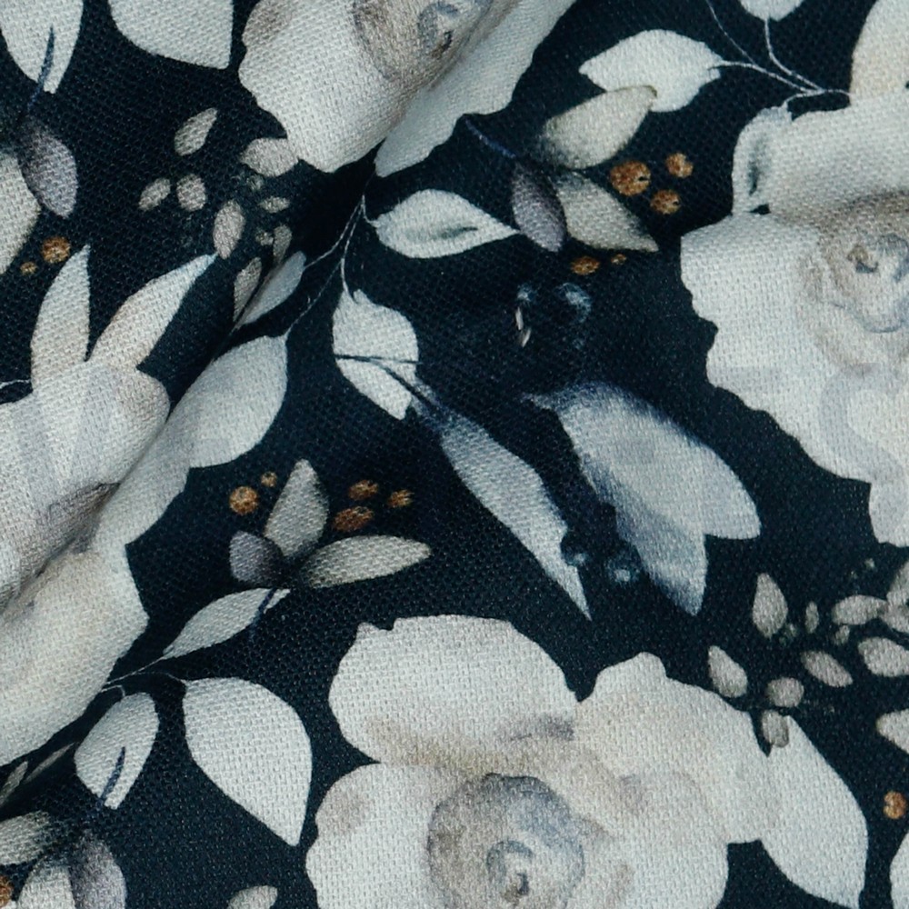 TOILE DÉCORATION FLEURS BLEU MARINE #7