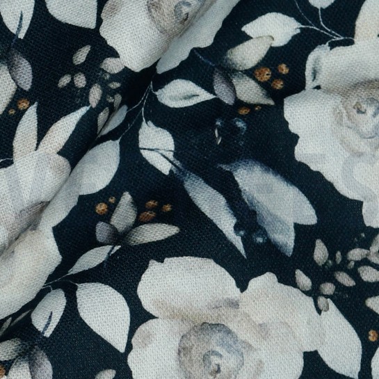CANVAS DIGITAL FLOWERS NAVY #7