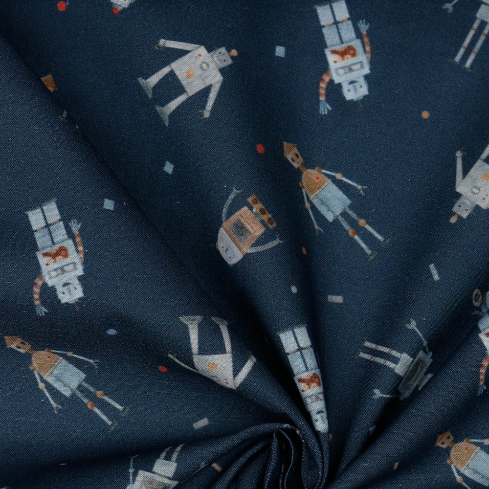 POPLIN DIGITAL ROBOTS NAVY #7
