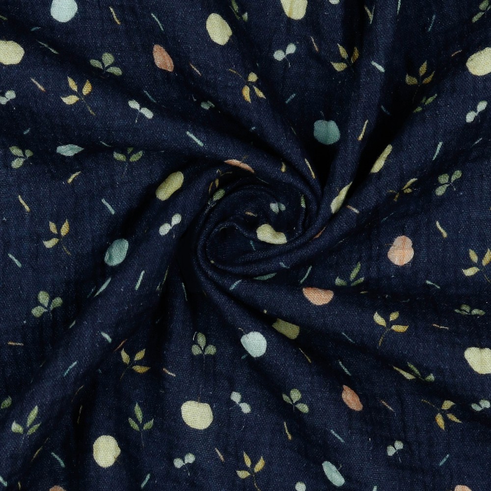 DOUBLE GAUZE GOTS DIGITAAL FRUIT MARINEBLAUW #7