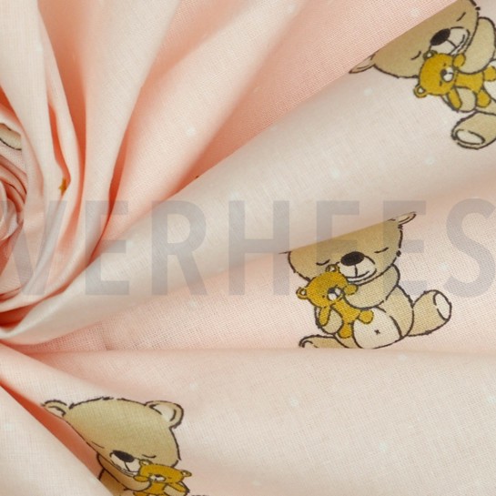 POPLIN GOTS SWEET BEAR LIGHT ROSE #7