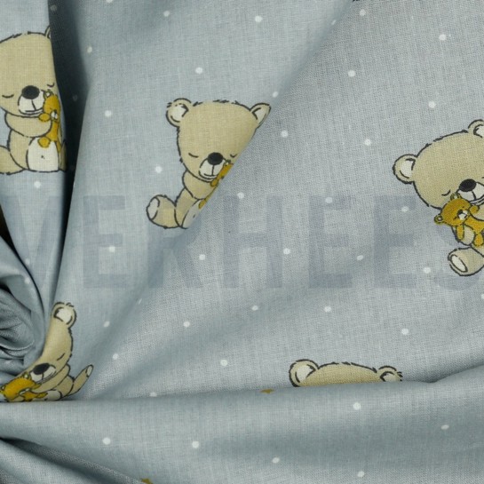 POPLIN GOTS SWEET BEAR LIGHT GREY #7