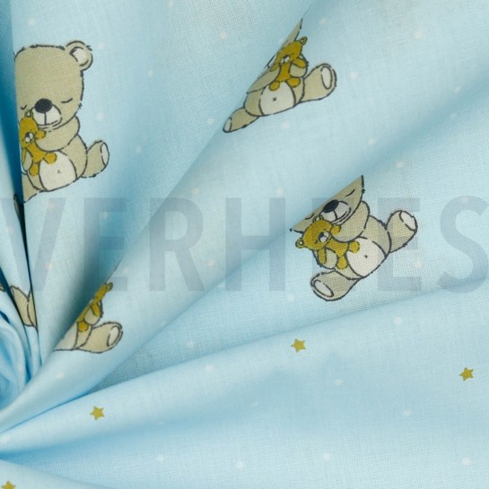 POPLIN GOTS SWEET BEAR LIGHT BLUE #7