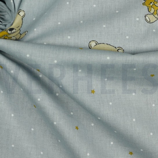 POPLIN GOTS SWEET BEAR LIGHT GREY #7