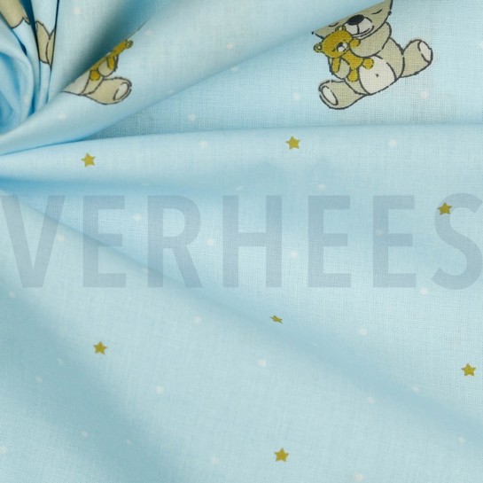 POPLIN GOTS SWEET BEAR LIGHT BLUE #7