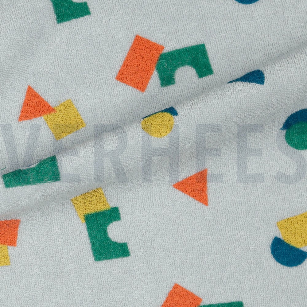 STRETCH TOWELLING SHAPES LIGHT GREY #7