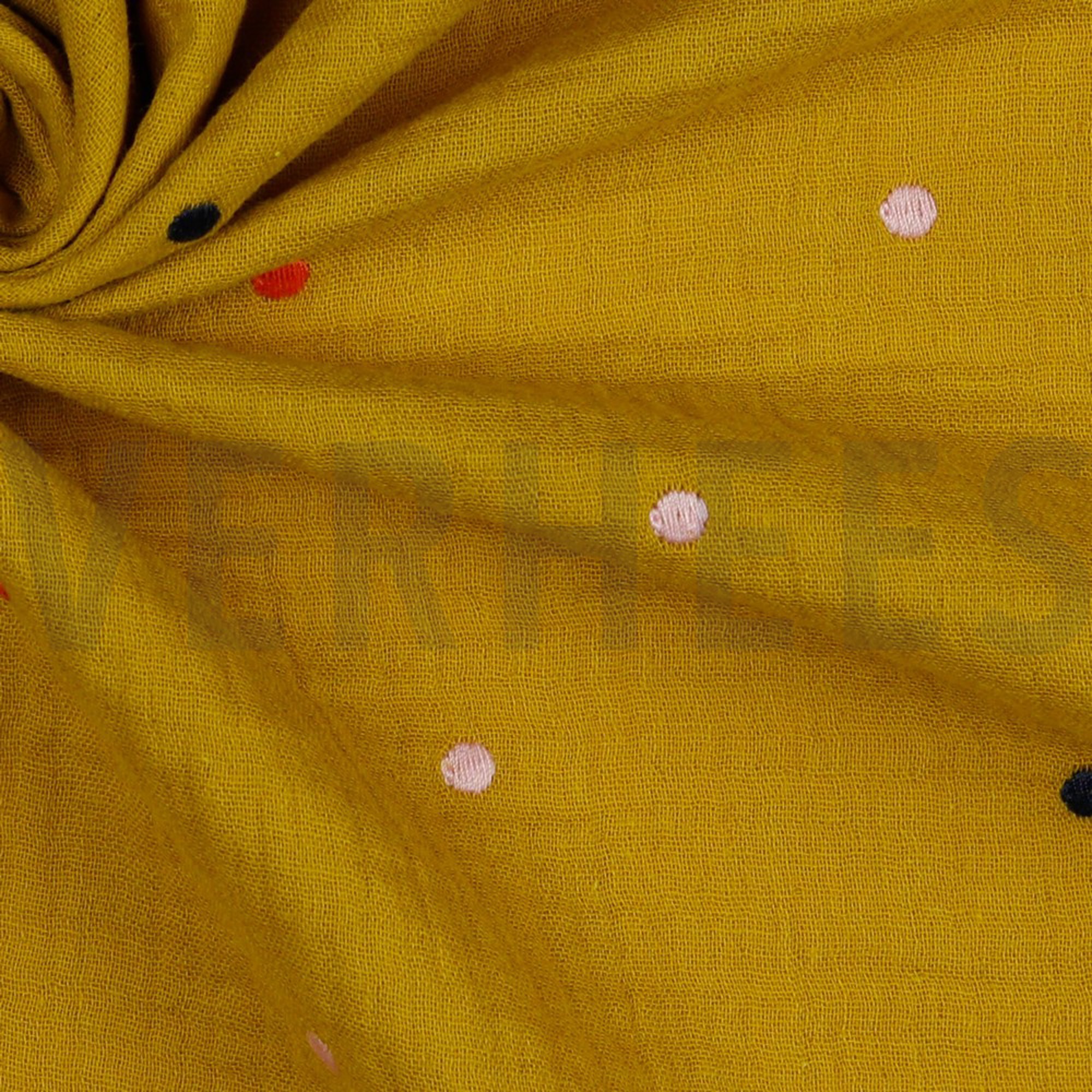 DOUBLE GAUZE EMBROIDERY DOTS OCHRE (high resolution) #3