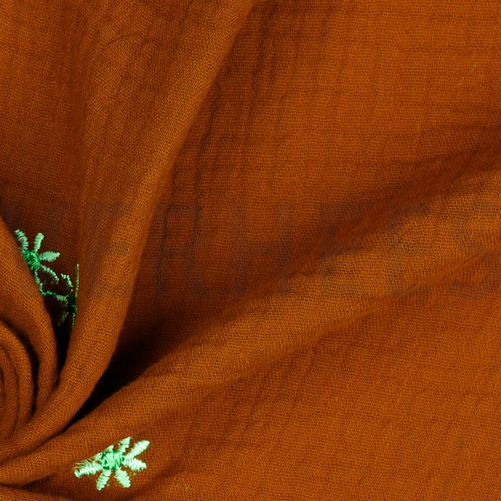 DOUBLE GAUZE EMBROIDERY BLOEMEN ROEST #7