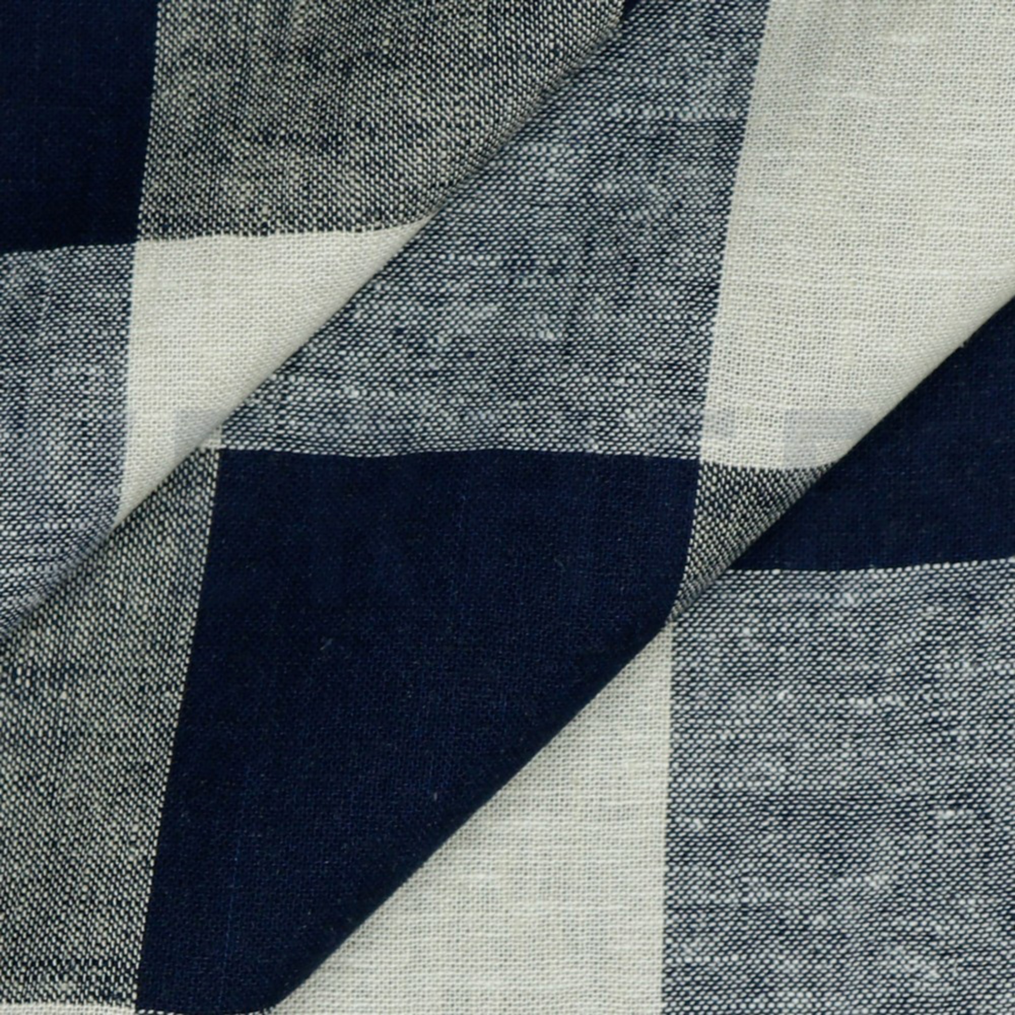 LIN VISCOSE TEINT EN FIL CARREAUX BLEU MARINE (high resolution) #3