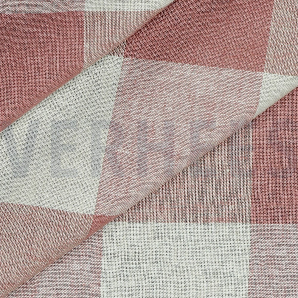 LINEN VISCOSE YARN DYED CHECKS OLD ROSE #7