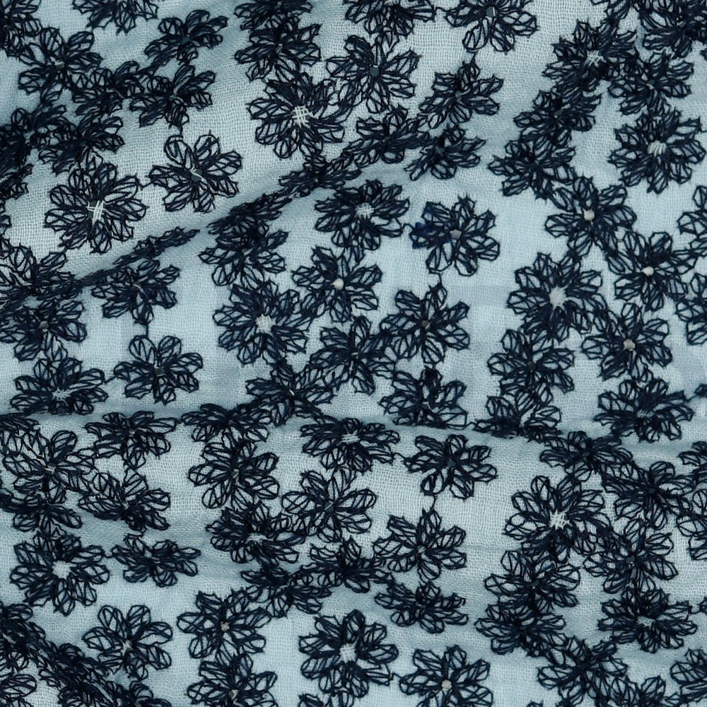 DOUBLE GAUZE COLOURED EMBROIDERY LIGHT BLUE #7
