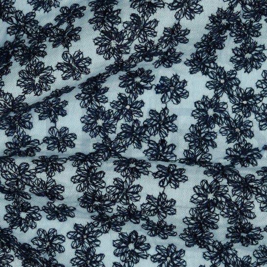 DOUBLE GAUZE GEKLEURDE EMBROIDERY LICHTBLAUW #7