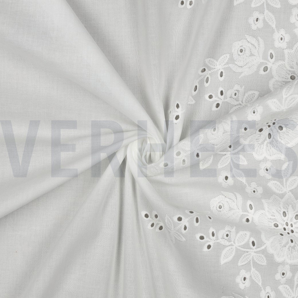 COTTON EMBROIDERY ONE-SIDE BORDER WHITE #7