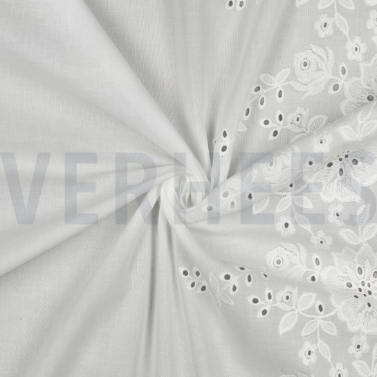 COTTON EMBROIDERY ONE-SIDE BORDER WHITE #7