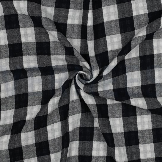 DOUBLE GAUZE DOUBLE SIDED CHECKS BLACK #7