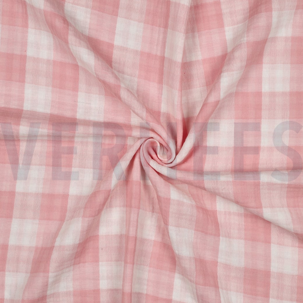 DOUBLE GAUZE DOUBLE SIDED CHECKS OLD ROSE #7