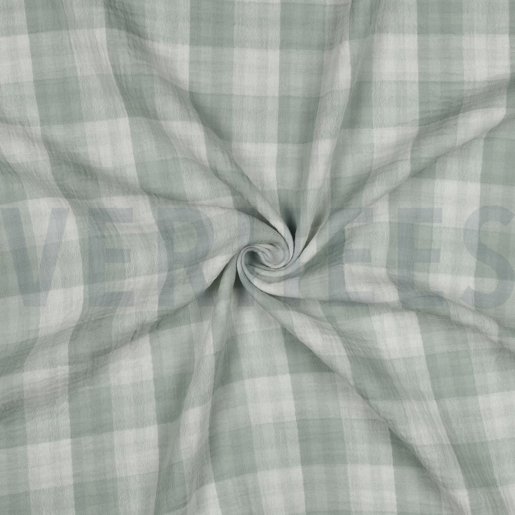 DOUBLE GAUZE DUBBELZIJDIGE RUITEN NILEGROEN #7
