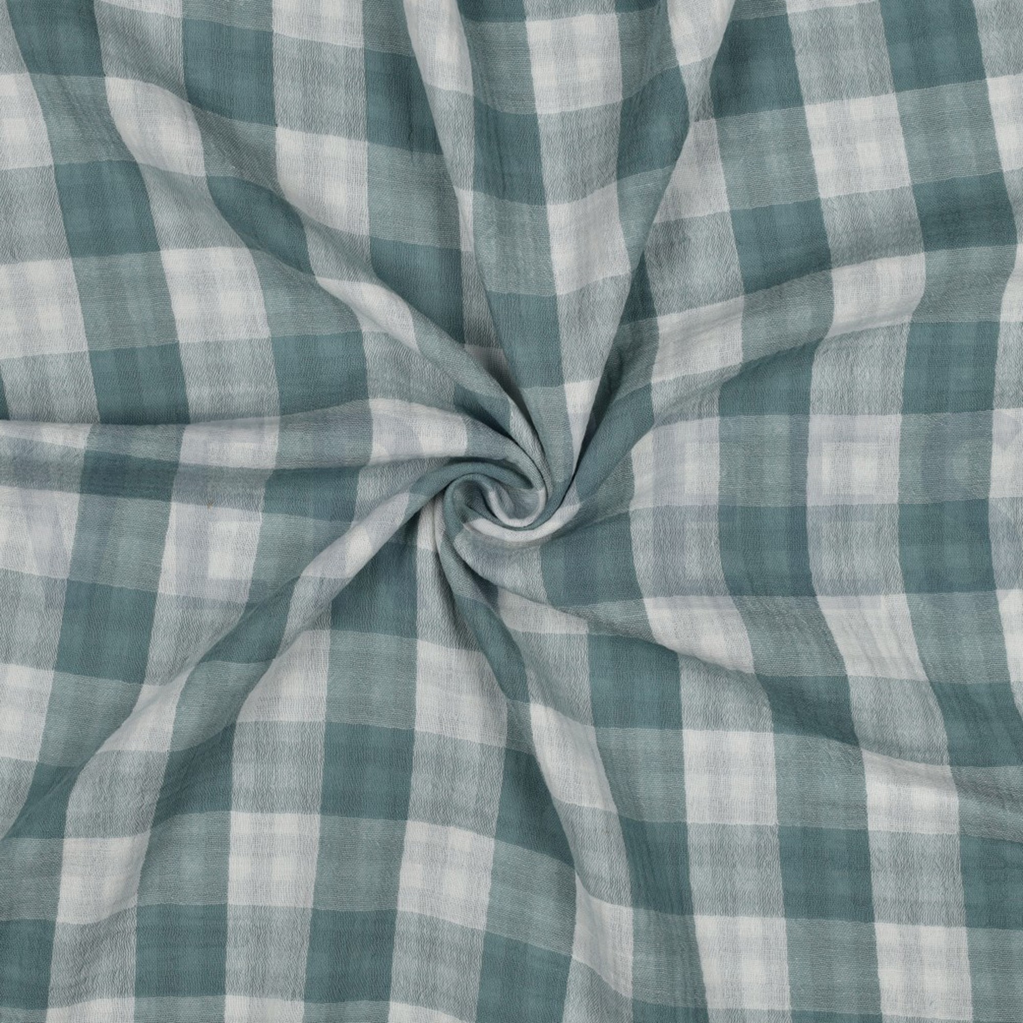 DOUBLE GAUZE DOUBLE SIDED CHECKS GREEN (high resolution) #3