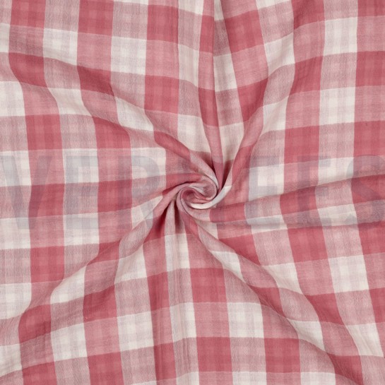 DOUBLE GAUZE DUBBELZIJDIGE RUITEN MAUVE #7