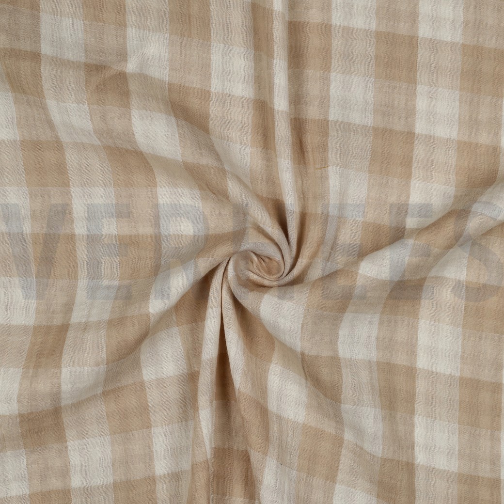 DOUBLE GAUZE DUBBELZIJDIGE RUITEN BEIGE #7