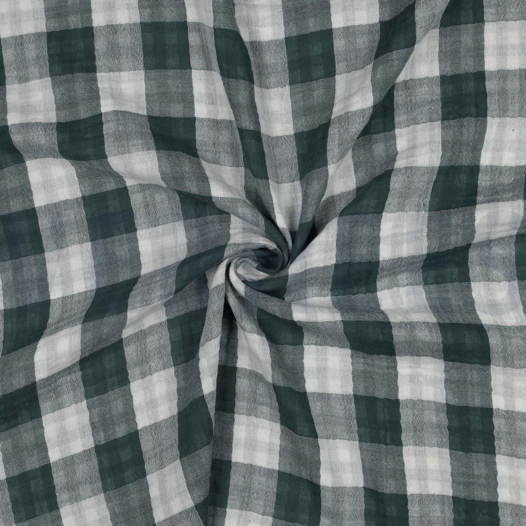 DOUBLE GAUZE DOUBLE SIDED CHECKS CYAN #7