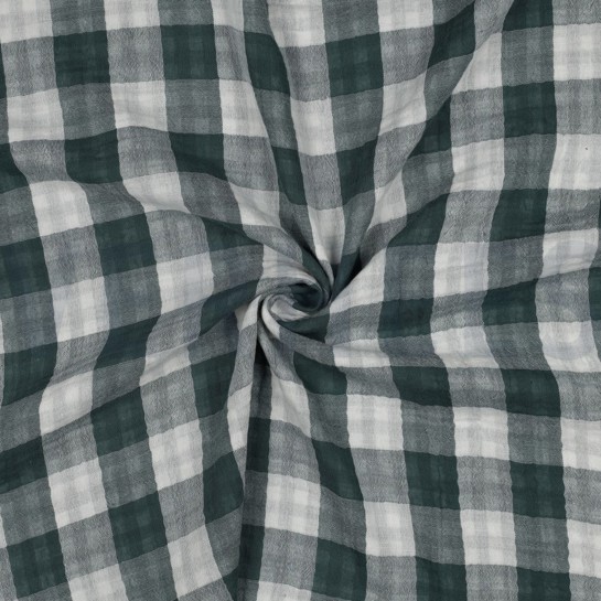 DOUBLE GAUZE DOUBLE SIDED CHECKS CYAN #7