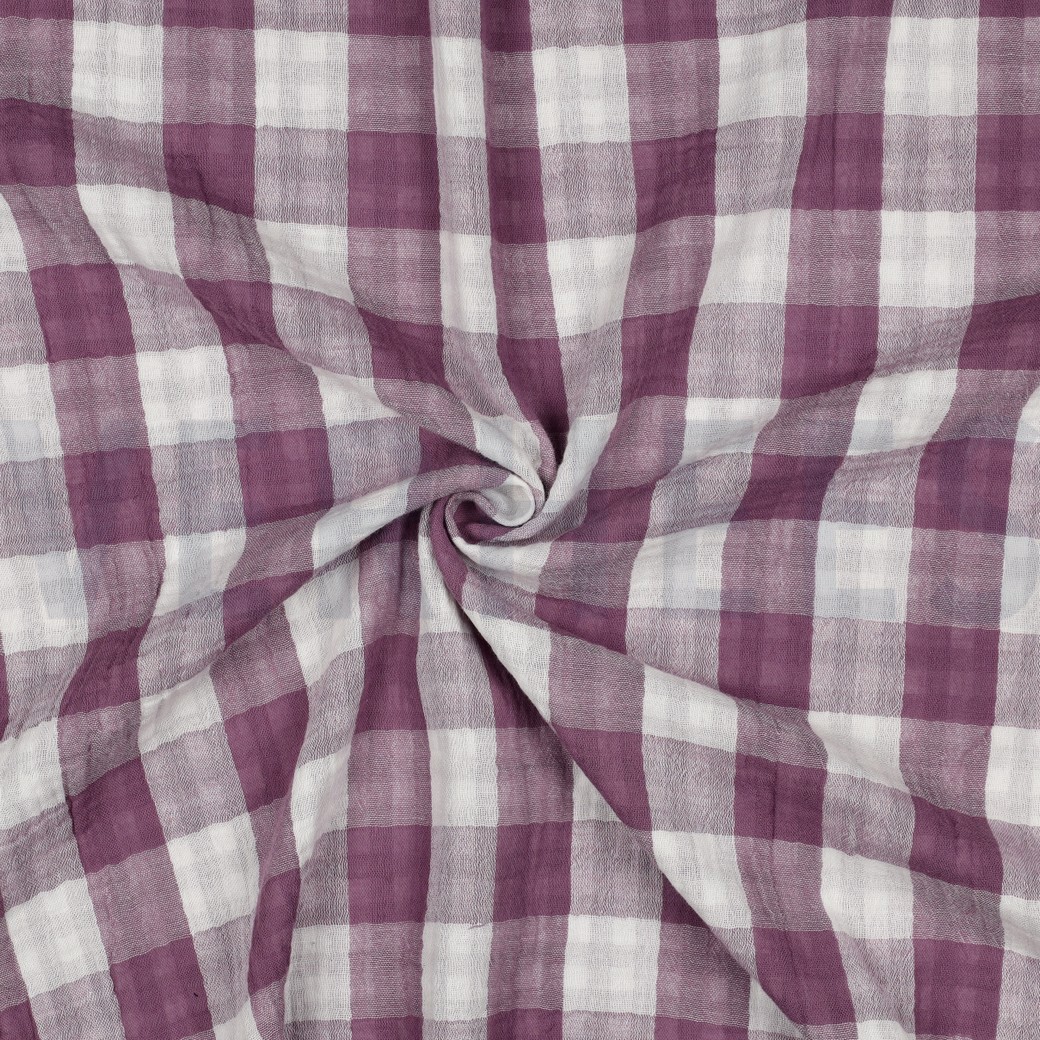 DOUBLE GAUZE DOUBLE SIDED CHECKS GRAPE #7