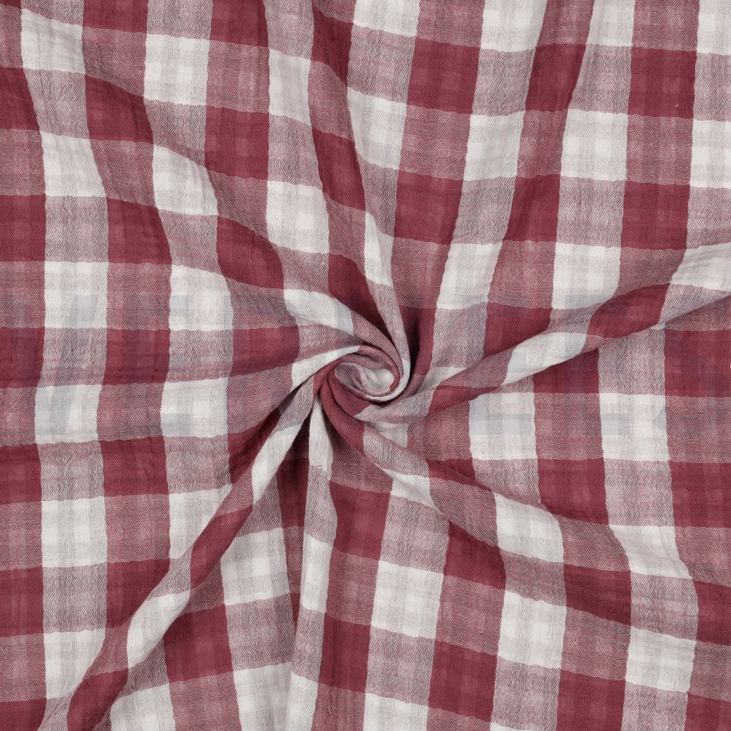 DOUBLE GAUZE DOUBLE SIDED CHECKS ROSEWOOD #7
