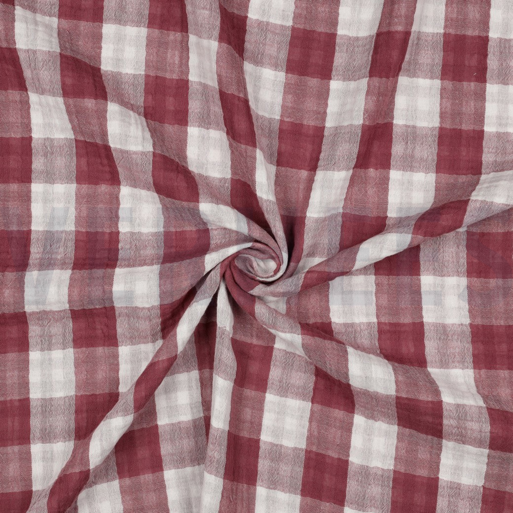 DOUBLE GAZE DE COTON DOUBLE FACE CARREAUX BOIS DE ROSE (high resolution) #3