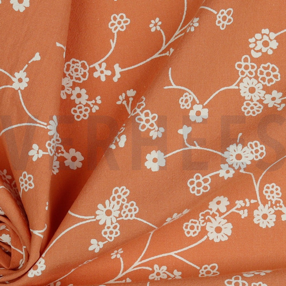 COTON LAVÉ FLEURS ORANGE CITROUILLE #7