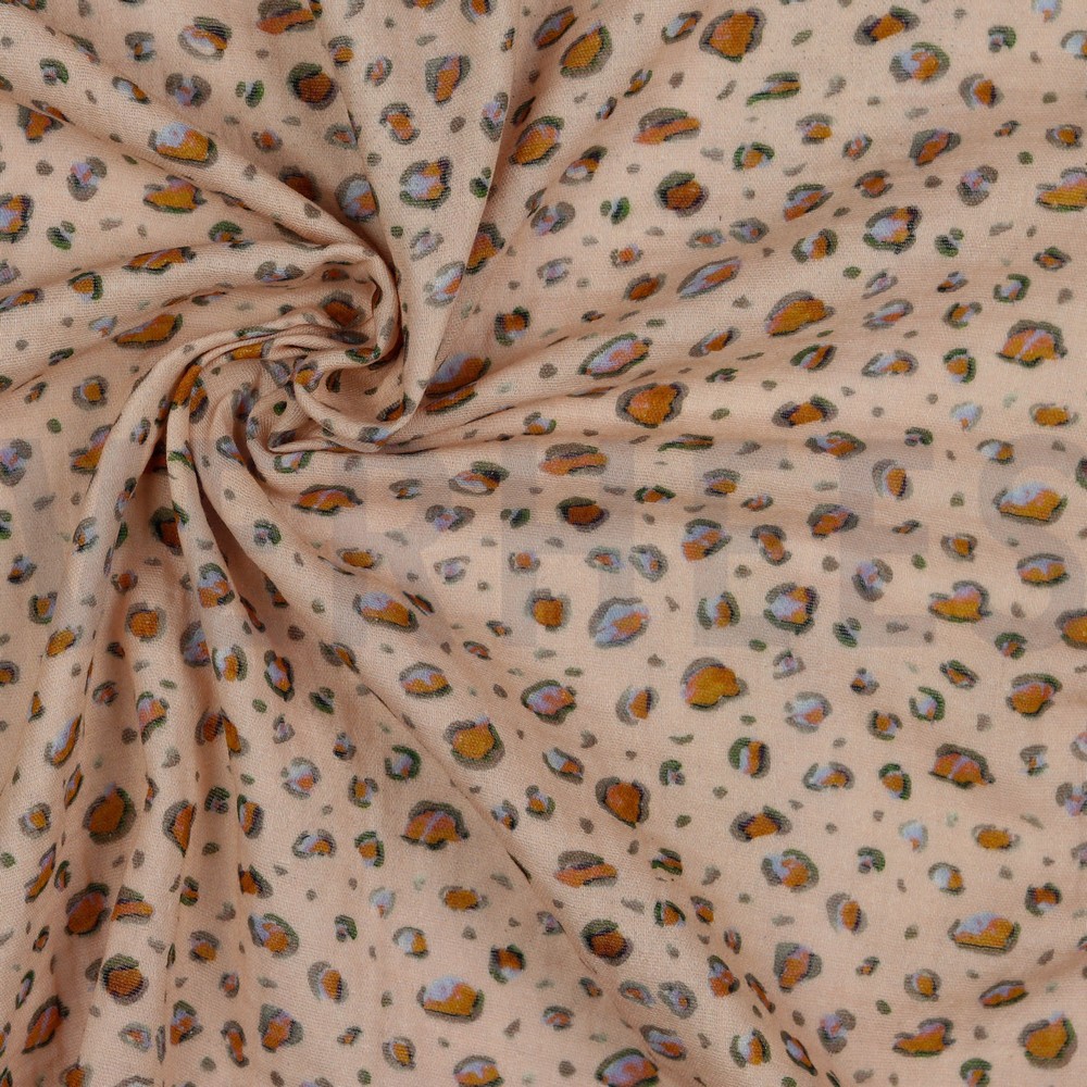 DOUBLE GAUZE DIGITAL ANIMAL SKIN LIGHT ROSE #7