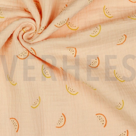 DOUBLE GAUZE GOTS MELOENEN LICHT ZALM #7