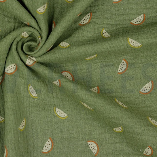 DOUBLE GAUZE GOTS MELOENEN MOSGROEN #7