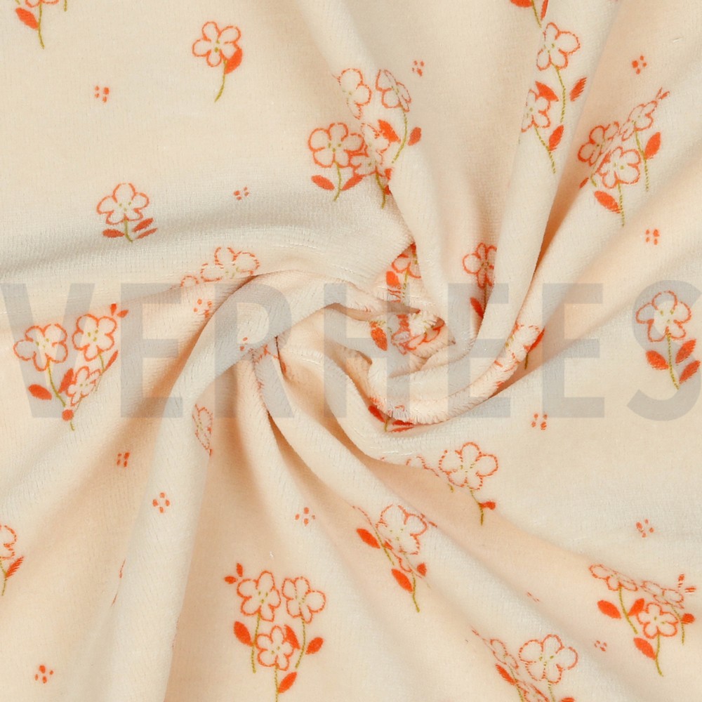 NICKY VELOURS BLOEMEN LICHT ZALM #7